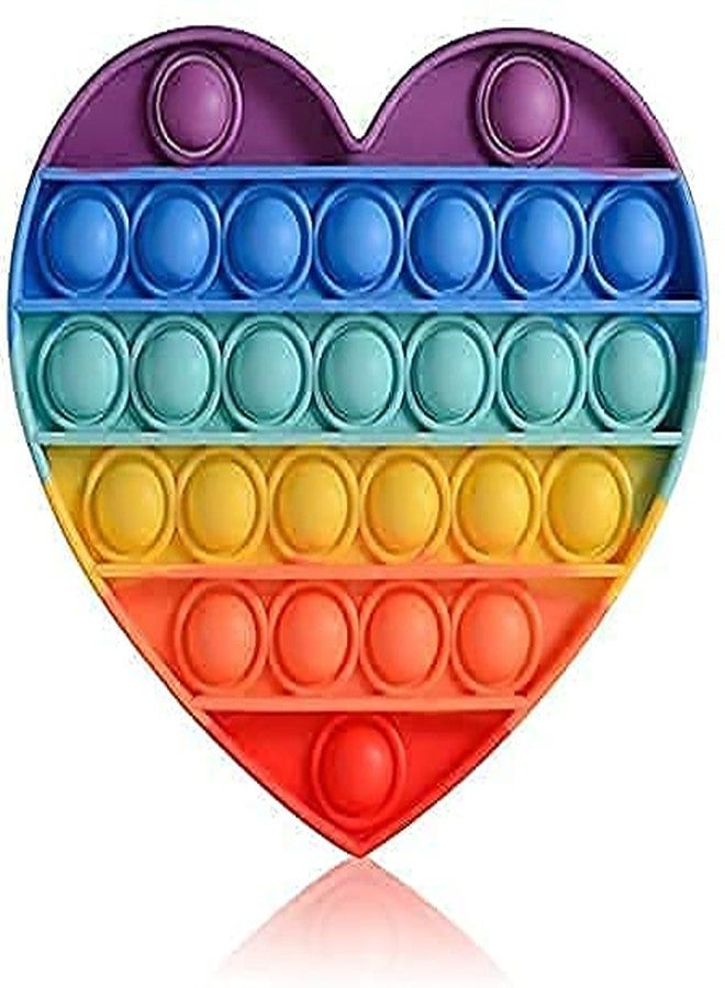 NIYANETAIL Pop It Fidget Toys, Pop it Rainbow Push Bubble Fidget Sensory Toy, Autism Special Needs Silicone Stress Relief Toy, Great Fidget Toy Sensory Toys Novelty Gifts (Heart) - Image 1